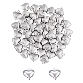 UNICRAFTALE About 100pcs Puffy Heart Charm Tiny Love Pendant Stainless Steel Charm Hypoallergenic Metal Charm 1.2mm Small Hole for DIY Jewelry Findings Making 11mm Wide