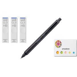 amazdone uni Kurutoga KS 0.3mm Mechanical Pencil Black (M3KS1P.24)+uni Mechanical Pencil Lead,The Uni Smudge-Proof Leads 0.3mm HB 3 Set Sticky Notes
