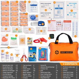 HLWDFLZ Car Emergency Kit with Portable Air Compressor - Roadside Assistance Emergency Kit with Jumper Cables, First Aid Kit, Auto Tool Set, Winter Safety Kit for Women, Men, Teen (Orange)