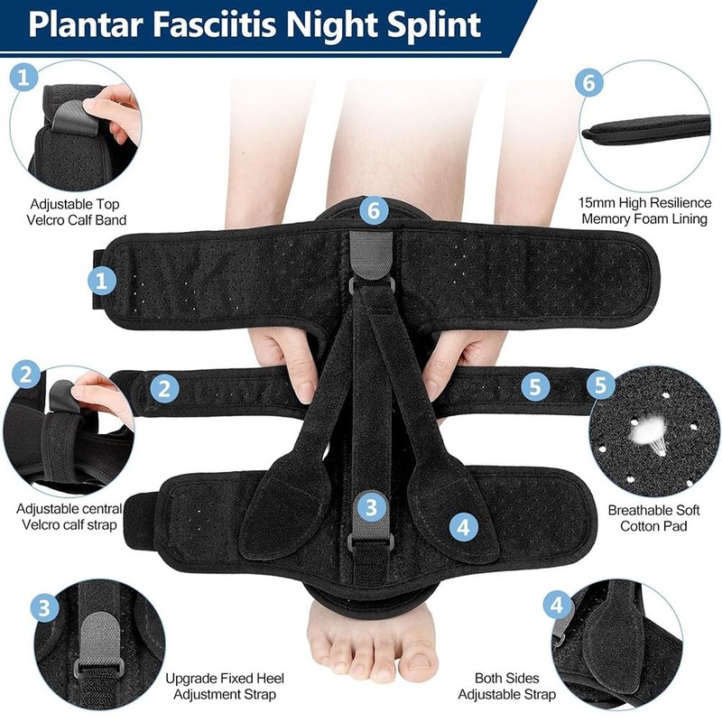 domoi Plantar Fasciitis Relief Night Splint with Adjustable Straps, Suitable