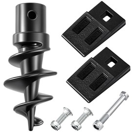 Hicarer Bolt on Spiral Point Auger Pilot Tip and 2 Pcs 3 Point Auger Cutting Edge Square Hole Replacement Teeth with Hardware for Most Heavy Duty 6" to 24" 3 Tooth Post Hole Diggers