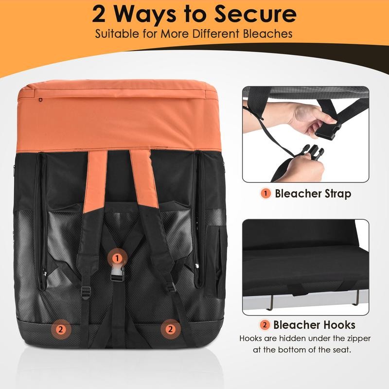 Slendor Dual-Sided Heated Stadium Seats for Bleachers with Back Support,