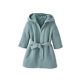 Vertbaudet Organic Collection: Baby Animal Muslin Bathrobe, peacock blue