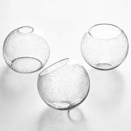 3 Pack Fixture Replacement Globe Shade, 6 Inch Diameter, E26 Base 1-5/8 Inch Fitter, Glass Globe Lampshade Cover for Pendant Wall Sconce Chandelier Vanity Light (3 Pack 6 Inch Clear Seeded Glass)