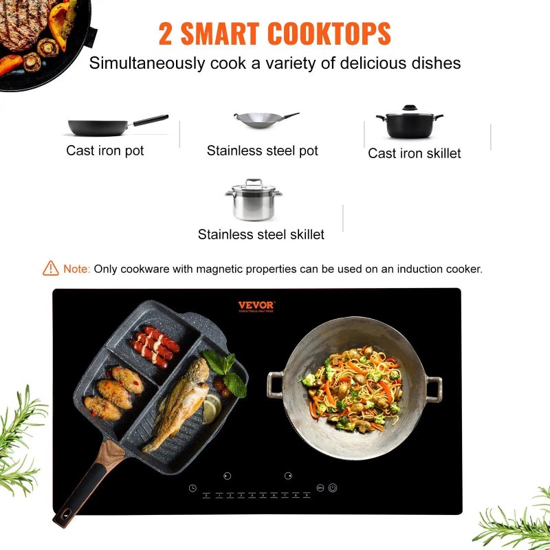 24'' Induction Cooktop 4 Burners 1800W Touch Screen Built-In Ceramic
