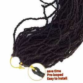 AUBWIG Crochet Hair 80 Pieces/Pack Crochet Braids Hair Pre Looped Soft Dreadlocks Braiding Hair Fashion Goddess Locs Curly Wavy Hair Extensions (Black)