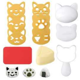 7pcs Cat Rice Ball Mold Set, Cute Cat Kitty Shaped and Triangle Sushi Onigiri Press Mold with Rubber Pad DIY Rice Ball and Sushi Maker Tool Kit
