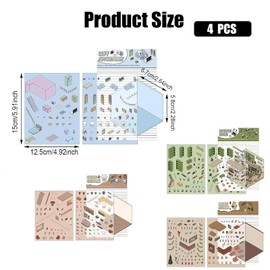 dinghaole 4 Sets DIY 3D House Stickers, 3D Sticker Scene, DIY Scene Stickers, Fun DIY Stickers Scene Make Your Own Supermarket, Coffee Shop, Restaurant, Bookstore, for Relief Stress, Pass The Time