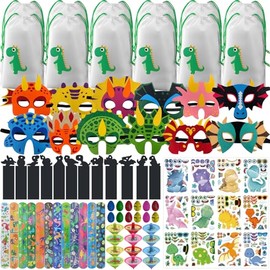 Dino Party Bag Birthday, Dinosaur Drawstring Bag, NlsqEU Dinosaur Egg Toy, Masks, Stickers, Bookmark, Snap Bracelet, Gyro, Dino Birthday Decoration