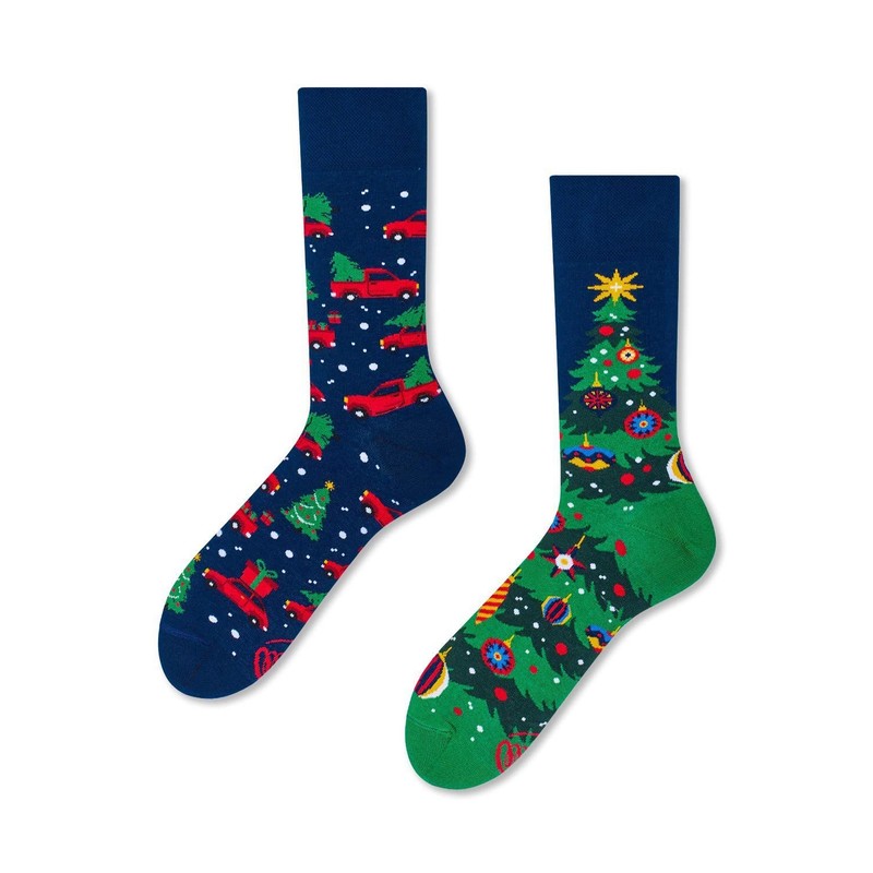 Many Mornings Unisex Xmas Tree Mismatched Socks (Pack of 2),