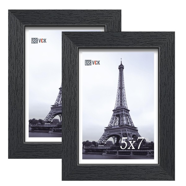 VCK 5x7 Picture Frame, Black Wooden Photo Frames for Wall