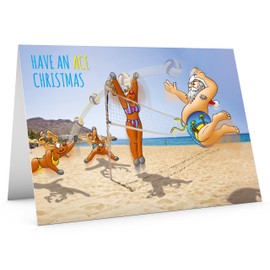 STREET SANTA - Beach Volleyball Christmas Card - Large A5 Card Size - Funny Humour - Made in the UK - Have An ACE Christmas - For Him or Her