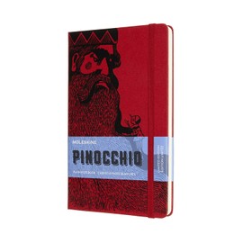 Moleskine, Pinocchio Mangiafuoco Limited Edition Notebook with Lined Layout and Hard Cover, Large Format 13 x 21 cm, Scarlet Red, 192 Pages