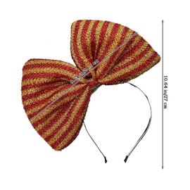 Poememgi Huge Hair Bow Headband with Sequins, Shiny Striped Large Bow Hairband Party Festival Headwear for Women Girls(red&yellow)