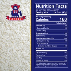 817 Elephant Jasmine Rice White Thai Hom Mali, 2 lbs (Pack of 2)