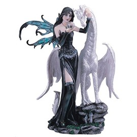 StealStreet SS-G-91467 Black Fairy with White Dragon Collectible Figurine Decoration Statue