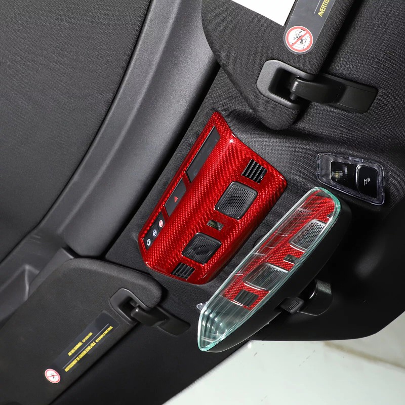 autopart2021 Red Carbon Fiber Reading Light Cover Trim Frame For