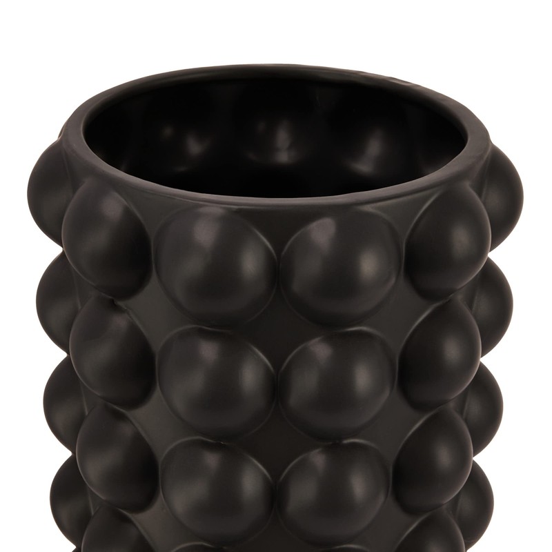 Creative Co-Op Modern Stoneware Raised Dot Umbrella Holder, Black Vase