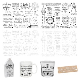 FloraVigo Rub On Sticker Approx. A5 19 x 14 cm Saying Decoration for Birthday, Keraflott, Wedding, Home, Wiping Film for Furniture, Glass, Wood, Photo Album, DIY Decoration, Sticker Aesthetics (4