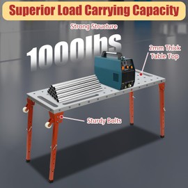 PIAOCAIYIN 46 X 18inch Welding Table, 1000lbs Portable Workbench Table Top with Casters, Steel Adjustable Height Folding Work Bench for Drill Press, Sheet Metal Machine, Miter Saw