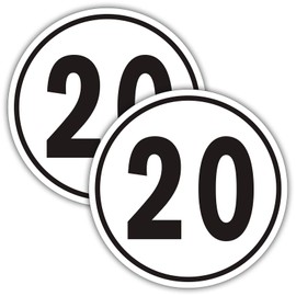 Felexdo Speed sign 20 km/h, round, 20 cm, top speed 25 km, made of aluminium, reflective, weather-resistant, easy installation for outdoor use, pack of 2