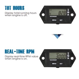Yooreal Digital Maintenance Hours Meter Tachometer for 2 or 4 Stroke Small Gasoline Engine Lawn Tractor Generator Chainsaw Motorcycle Paramotor Outboards Motor