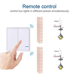 GREENCYCLE Wireless Light Switch and Receiver Kit, Outdoor 1900ft Indoor 229ft, No Wiring No WiFi, Remote Control Ceiling Lamp LED Bulb, IP66 Waterproof (1PK 2 Way Switch & 3 Remote Receiver)