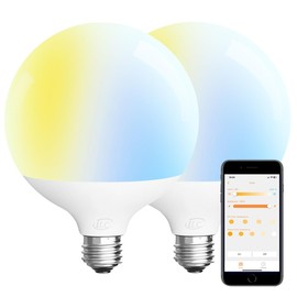 ILC G120 LED Large Globe Light Bulbs 15W, Work with Alexa, Φ 4.72 inch, 150W Equivatlent, Color Temprature Turnable 2700K-6000K, CRI>95+, E26 Base (2 Pack)