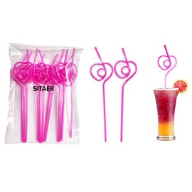 TAPBULL 12 PCS Heart-Shaped Party Straws Drinking Sipping Straws, Novelty Props for Wedding Birthday Party