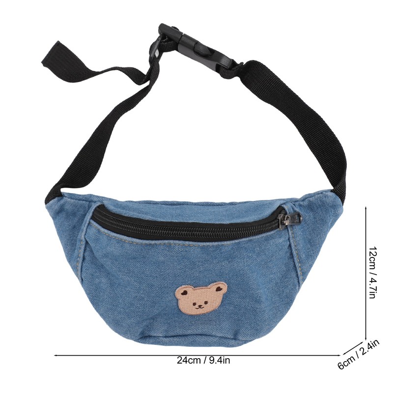 Kids Cool Waist Bag Bear Pattern Adjustable Button Small Canvas