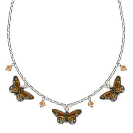 Bamboo Luxury Monarch 3 Piece Cloisonne Crystal Necklace