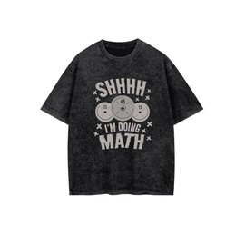 Shhhh I'm Doing Math Vintage Gym Shirt - Funny Nerdy Workout T-Shirt for Women, Fitness Apparel, Soft Cotton Tee for Gym Black