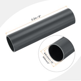 QUARKZMAN PVC Pipe Round Hard 45.2mm ID 50mm OD 20cm/8" Length Dark Grey High Impact Resistance Water Pipe Craft Cable Sleeve