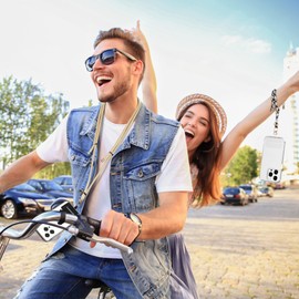 Lawonda Crossbody Phone Lanyard & Wrist Strap with 2 Phone Tabs, Universal Adjustable Nylon Neck Strap Phone Patch Compatible with Most Smartphones Pink