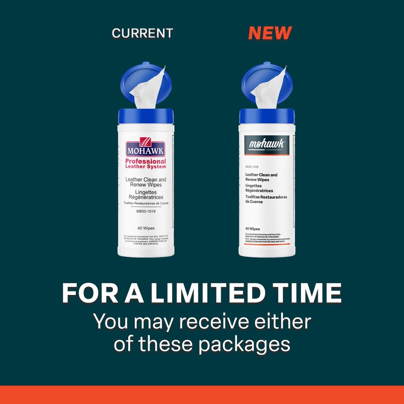 Mohawk Leather Clean and Renew Wipes, Leather Cleaner, M850-1019, 40