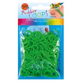 folia 331551 - Rubber Loops, inklusive 25 S - Clips und 1 Häkelnadel, 500 Gummibänder, hellgrün