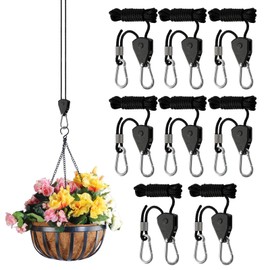 Ratchet Hanger, Pack of 8 Adjustable Rope Hooks, Ratchet Rope Ratchet, 1/8 Inch Lightweight Guy Rope, Tent Cord with Tensioner Adjuster, Nylon Outdoor Rope for Tent, Tarpaulin, Awning Camping