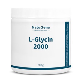 NatuGena L-Glycin 2000, reines L-Glycin 2000 mg pro Tagesdosis, essenzielle Aminosäure unterstützt Kollagenbildung, 500 g (250 Tage Packung)
