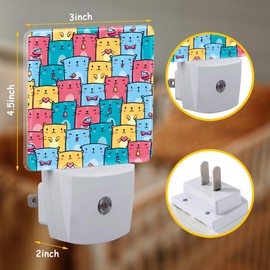 Neidius Cute Colorful Cats Night Light Plug into Wall with Dusk to Dawn Sensor Energy Efficient LED Nightlight for Women Girls Boys Room Decor,Hallway,Kitchen,Bathroom,Nursery,Stairs