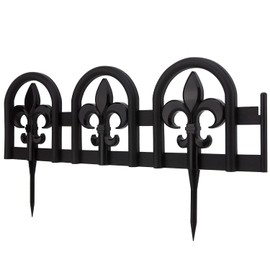 Evelyne Black Garden Border Plastic Edging: Wrought Iron Design - 15pcs Black Yard Landscaping Fence Liner Lawn Edge Barrier - 20ft Kit of Decorative Lawn Landscape Panels Elements