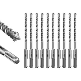 SALI 10PCS 1/4"*6" SDS Plus Rotary Hammer Drill Bit Concrete Drill Bit Kit Cross-Type Double Thread Carbide Material Suitable for Concrete, Brick, Cement Walls, Stone, Hammer Drill Bits for Concrete