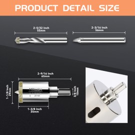 Mollom 1-1/8" (29mm) Diamond Hole Saw with 2Pcs Removable Pilot Drill Bit Smooth Cutting for Porcelain Tiles,Glass,Ceramic,Marble,Fiberglass,etc