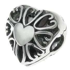 Dreambell Antique 925 Sterling Silver Love Heart Valentine Stopper Clip Lock Bead for European Charm Bracelets