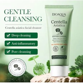 BIOAQUA Limpiador Facial Centella Asiatica, Gel Espumoso Calmante, Control de Grasa Anti-Acn, Hidratante y Reparador, 100g