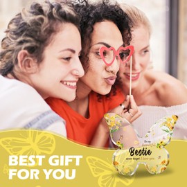 5-Inch Butterfly Acrylic Plaque,perfect Acrylic Plaque as Gifts for Best Friends Women,Best Friend Birthday Gifts,Bestie Gifts for Women(Yellow,Bestie)