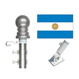 2'x3' Argentina Polyester Flag Display Set Also Includes One Deluxe 4' Two Piece Spinner Flagpole and One Heavy Duty Mounting Bracket