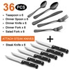 LIANYU 36-Piece Black Silverware Set with Steak Knives, Stainless Steel
