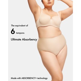 LEAKPROOF2.0 High Waist Period Underwear for Women | Period Panties Women Heavy Flow | Postpartum Underwear | Mild Incontinence Underwear | Ultimate Absorbency Holds 6 Tampons (XXS/XS, Beige)