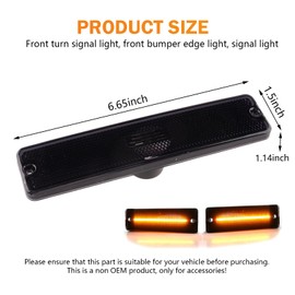 MOXRUQ 2 Pack LED Side Marker Light, Smoked Lens Amber Front Side Turn Signal Light Fender Sidemarker Lamp Replacement OEM 56001424, Compatible with Wrangler YJ 1987-1995 (Black)