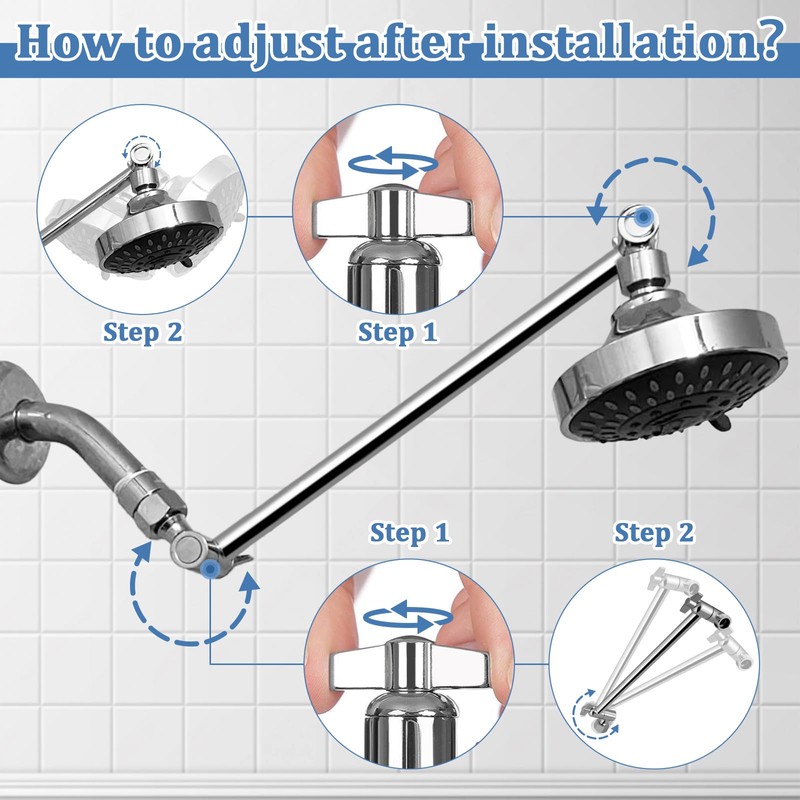 Rain Shower Head Extension 12 Inch Adjustable Rain Shower Head